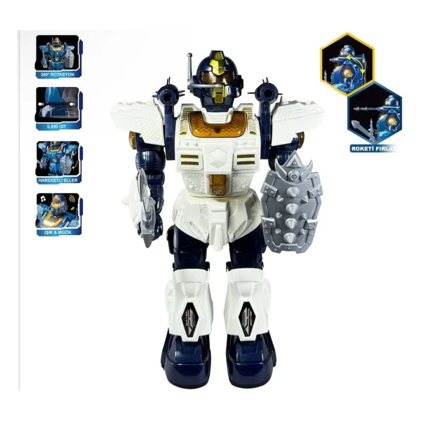 Vardem DF-6051 Işıklı ve Müzikli Roket Atan Pilli Savaşçı Robot - Görsel 3