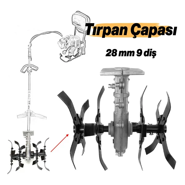 Solax 28 Mm 9 Diş Tırpan Yedek Çapa Aparatı Bıçağı Mtp2 Toprak İşleme Belleme Çapalama Uyumlu - Görsel 6