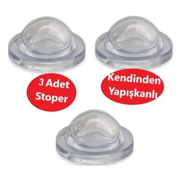 Adilon Silikon Kapı Stoperi Şeffaf 4 Adet Tamponu Kendinden Yapışkanlı Şeffaf Kapı Kolu Stopu - Görsel 6