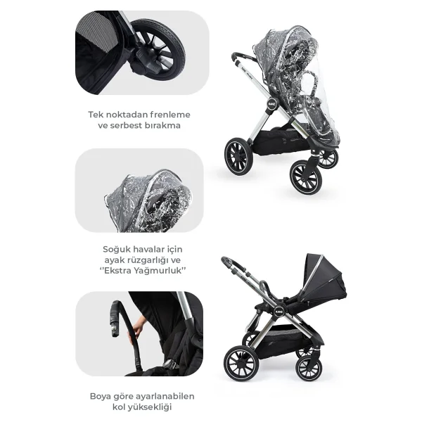 Kanz Explorer Autofold Cole Black Travel Sistem Bebek Arabası - Görsel 3