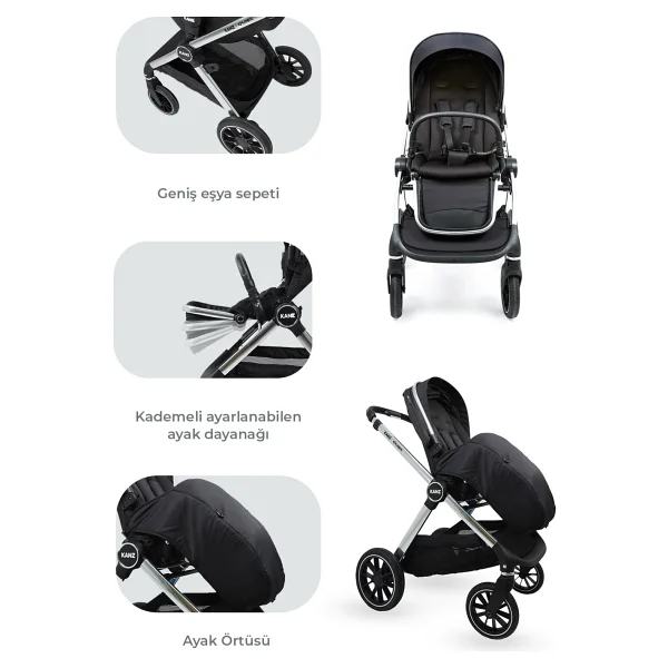 Kanz Explorer Autofold Cole Black Travel Sistem Bebek Arabası - Görsel 4