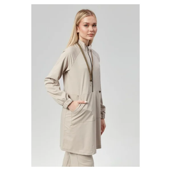 Çatı Uniform Extreme Cool Modest - Premium Çift Yön Likralı Doktor Hemşire Forma Takımı Scrubs Üniforma Cerrahi Takım (Kadın), Yosun - Yosun Yeşili - XS - Görsel 7