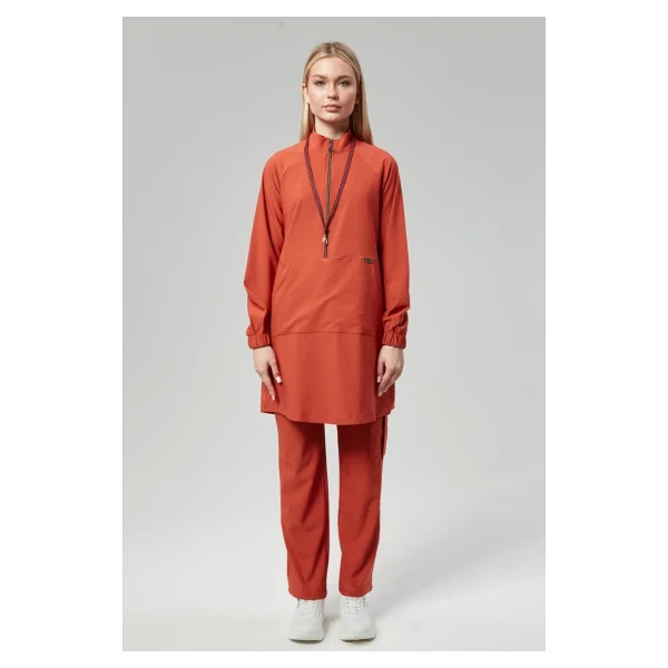 Çatı Uniform Extreme Cool Modest - Premium Çift Yön Likralı Doktor Hemşire Forma Takımı Scrubs Üniforma Cerrahi Takım (Kadın), Yosun - Yosun Yeşili - XS - Görsel 8