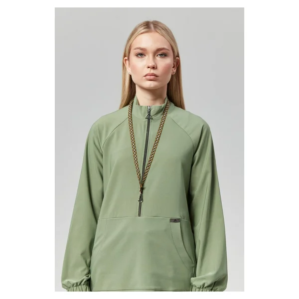 Çatı Uniform Extreme Cool Modest - Premium Çift Yön Likralı Doktor Hemşire Forma Takımı Scrubs Üniforma Cerrahi Takım (Kadın), Yosun - Yosun Yeşili - XS - Görsel 4