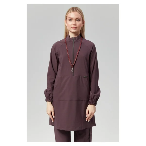 Çatı Uniform Extreme Cool Modest - Premium Çift Yön Likralı Doktor Hemşire Forma Takımı Scrubs Üniforma Cerrahi Takım (Kadın), Yosun - Yosun Yeşili - XS - Görsel 10