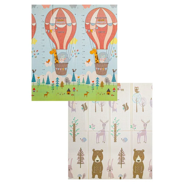 Elfobaby Happy Animals - Katlanabilir - Extra Large - Çift Yönlü - Oyun Halısı ve Matı 150X180 (Taşıma Çantası Hediyeli) - Renkli - 180 x 150 x 1 cm - Görsel 2