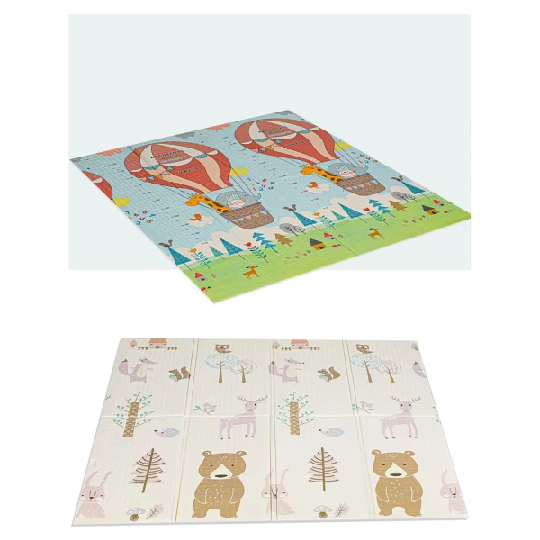 Elfobaby Happy Animals - Katlanabilir - Extra Large - Çift Yönlü - Oyun Halısı ve Matı 150X180 (Taşıma Çantası Hediyeli) - Renkli - 180 x 150 x 1 cm - Görsel 3