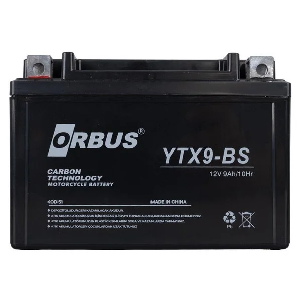 Orbus YTX9-BS 12 V 9 Ah Karbon Motosiklet Aküsü - Görsel 2