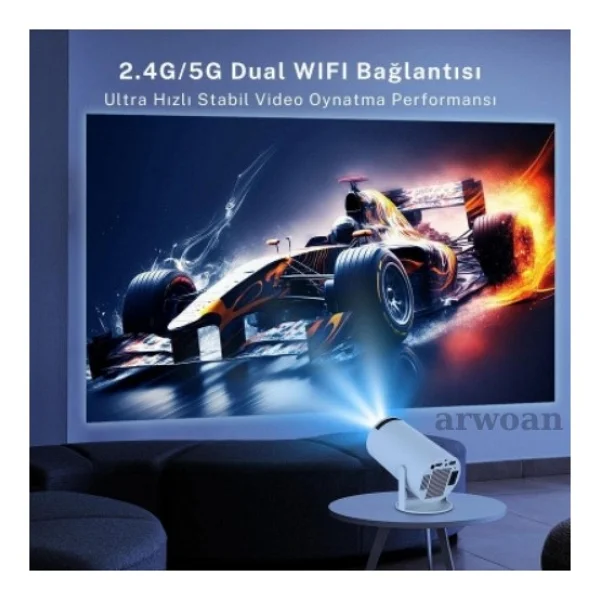 Taşınabilir Android Projeksiyon En Güncel Versiyon Wifi Destekli Akıllı Sinema Projektör Ultra Hd - Beyaz - Görsel 4