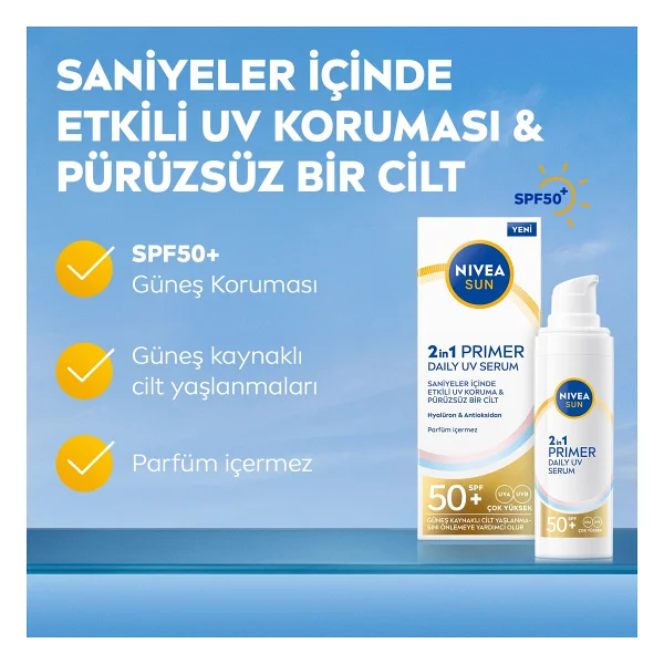 Nivea Sun 2in1 Primer Daily UV Serum 30 ml - Görsel 4