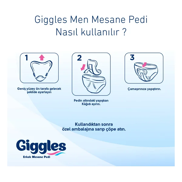 Giggles Medium Orta Yoğun 20'li 6 Adet Erkek Mesane Pedi - Görsel 4