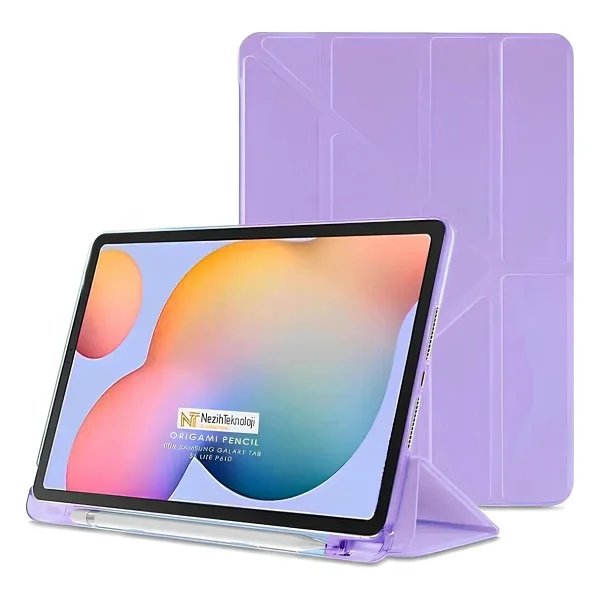 Nezih Case Samsung Galaxy Tab S6 Lite P610/P620 Uyumlu kalem bolmeli kapakli silikon kilif - Siyah - Görsel 8