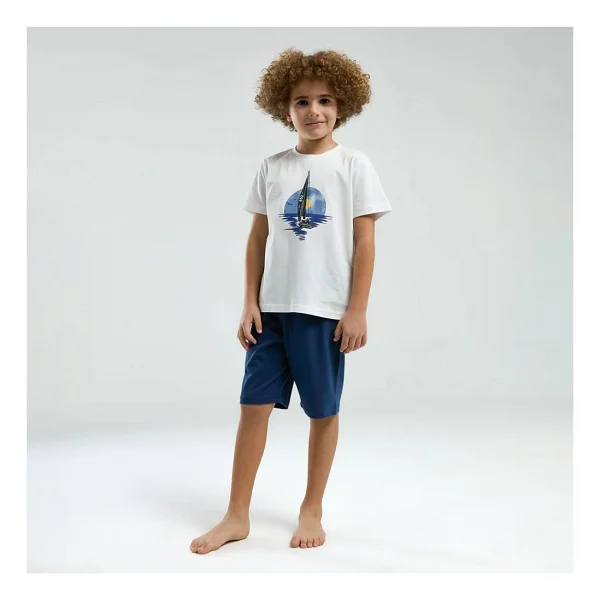 Arnetta 3314C Baba/oğul Ikili Yazlık Pijama Takım - Beyaz - 2 - 3 Yaş - Görsel 6