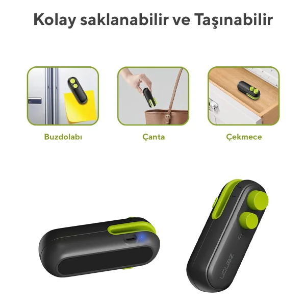 Zenon Şarj Edilebilir Paket/Poşet Kapatıcı ZBS-01 Siyah ABS Plastik Yapı ile 400 mAh Kapasite - Görsel 3