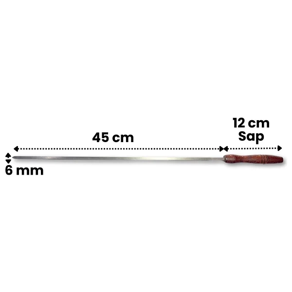 Mini Cağ ve Döner Şişi Paslanmaz Çelik Şiş (57 cm) + (2 Adet Et Sıkıştırma Aparatı) - Görsel 2