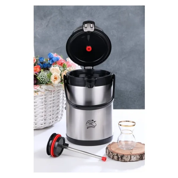 Cooker CKR-2007 2.5 lt Pompalı Çelik Termos - Görsel 4