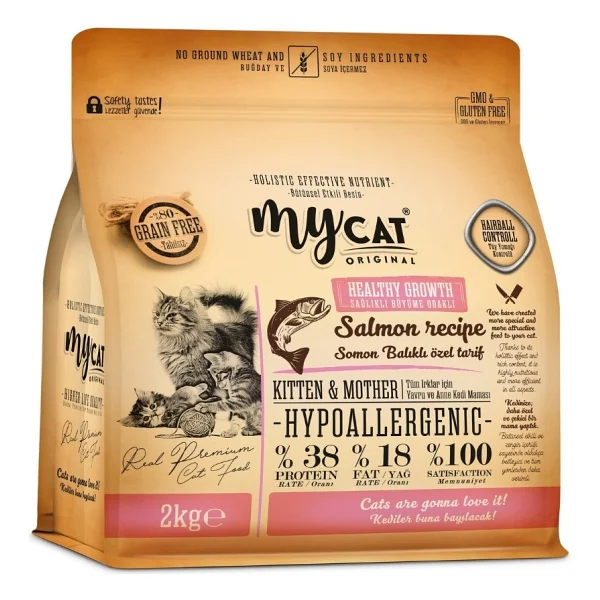 Mycat Düşük Tahıllı Somonlu 2 kg Yavru ve Anne Kedi Maması - Görsel 2