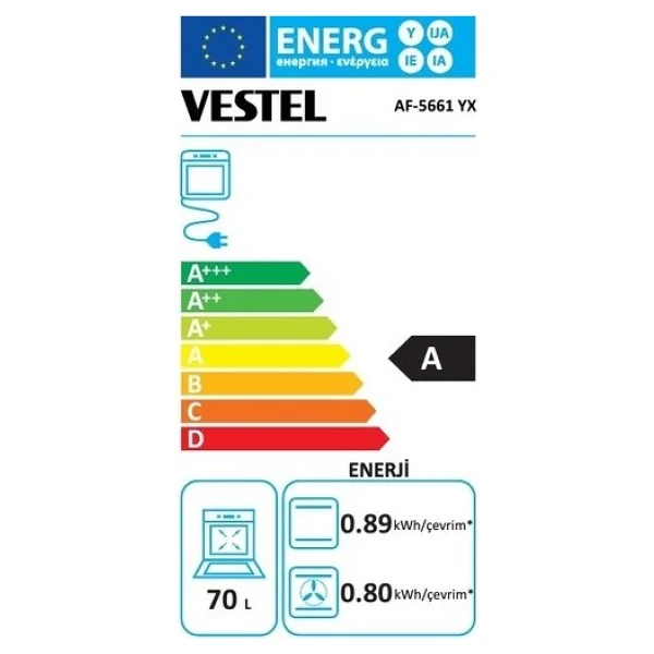 Vestel AF-5661 YX Inox Ankastre Fırın - Görsel 8