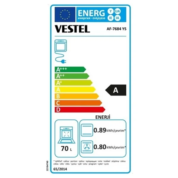 Vestel AF-7684 YS Siyah Ankastre Fırın - Görsel 7