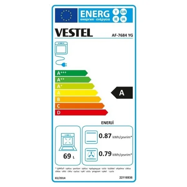 Vestel AF-7684 YG Gri Ankastre Fırın - Görsel 10