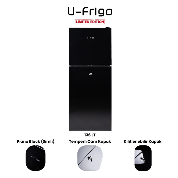 U-frigo 136 Lt 12-24v Marin/karavan Kompresörlü Buzdolabı Temperli Cam Kapak Limited Edition Siyah - Görsel 6