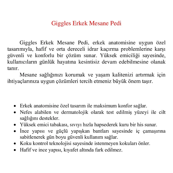 Giggles Medium Orta Yoğun 20'li 6 Adet Erkek Mesane Pedi - Görsel 5