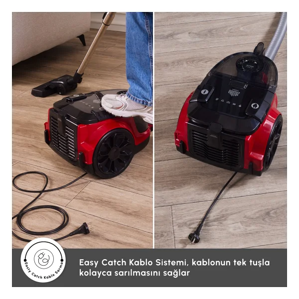 Karaca Vantuz Action Force X10 899 W Kırmızı Toz Torbasız Elektrikli Süpürge - Görsel 10
