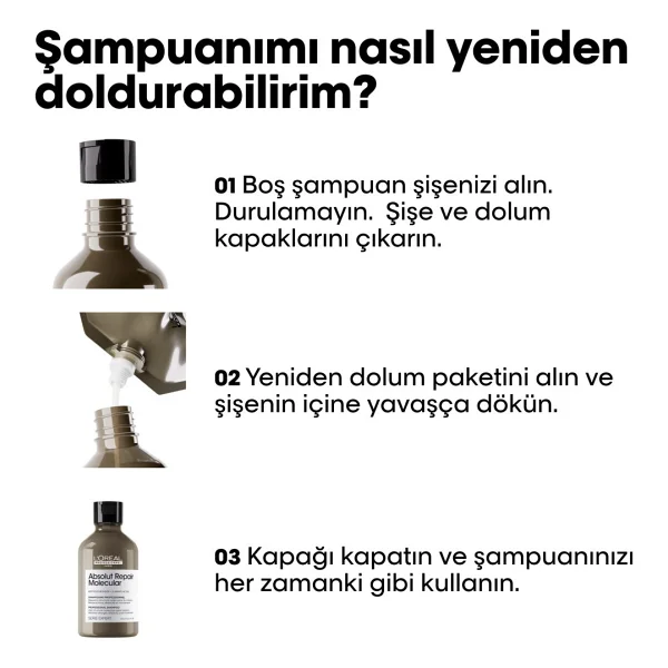 L'Oreal Paris Professionnel Absolut Repair Molecular Refill 500 ml Sülfatsız Şampuan - Görsel 7