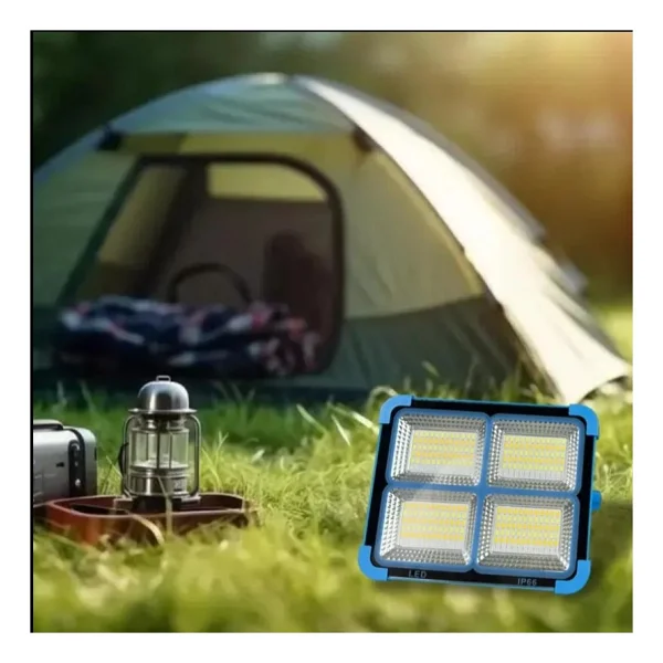 Hightek 200w Led Portatif Solar Projektör 3 Renk Işık, Çakar Ve Projektör Fonksiyonlu - Mavi - 200 W - Görsel 8
