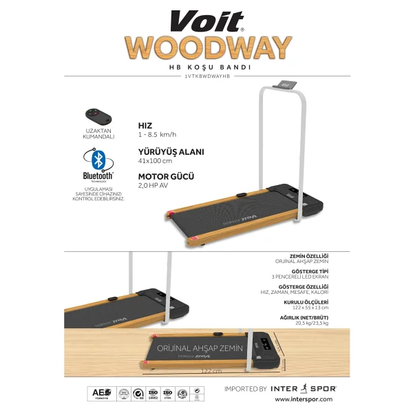 Voit Woodway Ultra Tutma Kollu Uzaktan Kumandalı Koşu Bandı - Görsel 8
