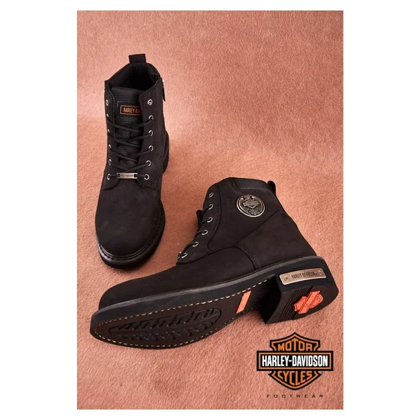 Harley Davidson Jim 025M100128 Siyah Erkek Nubuk Bot - Görsel 3