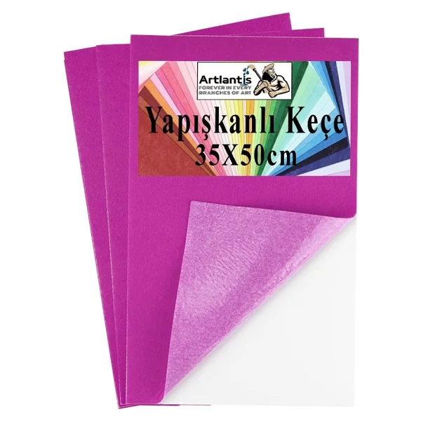 Artlantis Fuşya Yapışkanlı Keçe 50X70 cm 3 Adet 2.0 mm Kendinden Yapışkanlı Renkli Hobi Keçesi Elişi Keçe Kumaşı Anasınıfı - Standart - Görsel 6