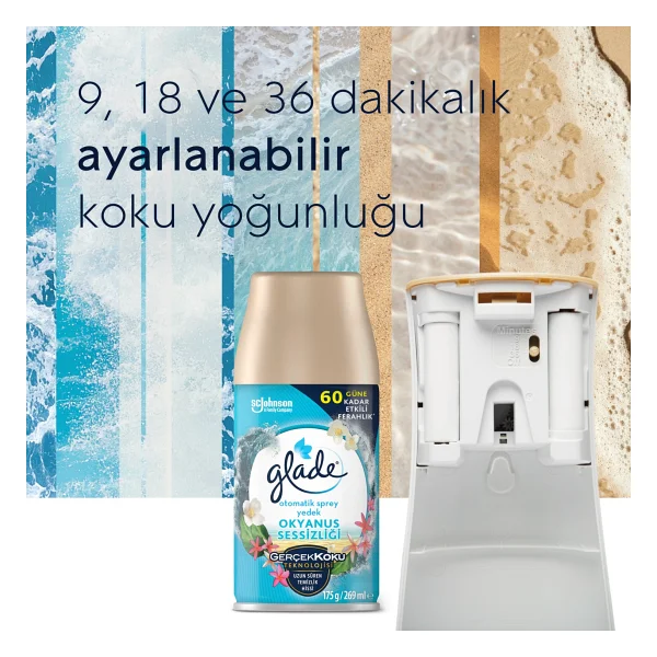 Glade Otomatik Sprey Koku Makinesi + Yedek Oda Kokusu 269 ml - Okyanus Sessizliği - Görsel 8