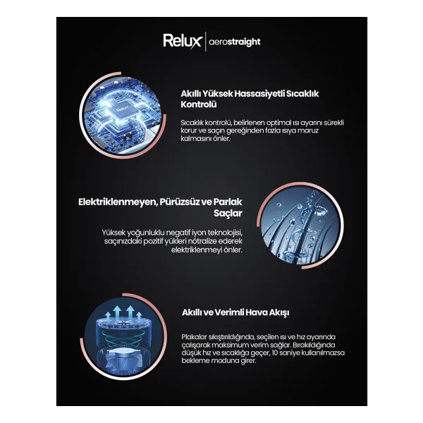 Relux RHS9000 Aerostraight Islak Kuru Saç Düzleştirici - Görsel 4