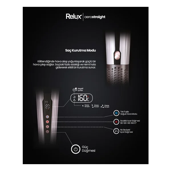 Relux RHS9000 Aerostraight Islak Kuru Saç Düzleştirici - Görsel 6