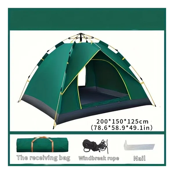 Mubx Çift Kapılı Otomatik Kurulum Kamp Çadırı 3 Kişilik Kolay Kurulum Piknik Plaj Çadır 200X150X125cm - Görsel 3