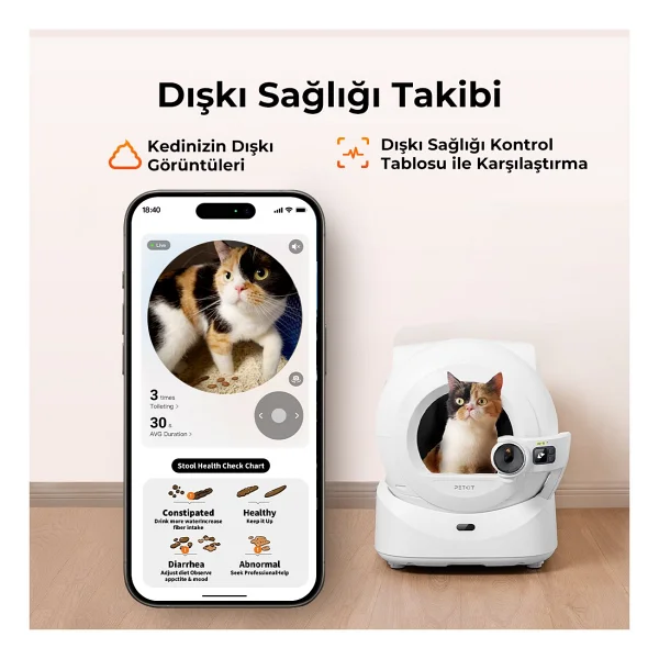 Petkit Purobot Ultra Akıllı Kedi Tuvaleti Beyaz (Petkit Türkiye Garantili) - Görsel 5