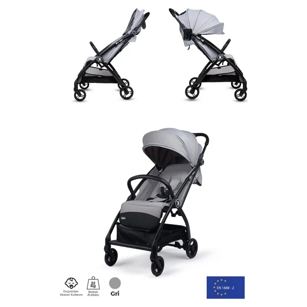 Kanz Xflop Autofold Ultimate Grey Kabin Tipi Bebek Arabası - Görsel 2