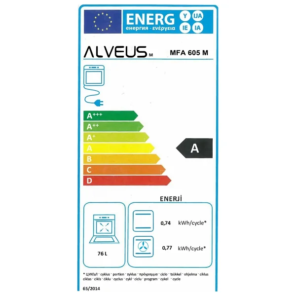Alveus MFA 605 Siyah Ankastre Fırın - Görsel 6