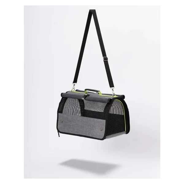 Reyo Brave Paws Flybag Plastik Yırtılmaz Fileli Kedi ve Köpek Taşıma Çantası Seyahat Çantası Gri 45X25X26CM - Görsel 5