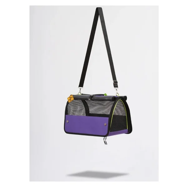 Reyo Brave Paws Flybag Plastik Yırtılmaz Fileli Kedi ve Köpek Taşıma Çantası Seyahat Çantası Mor 45X25X26CM - Görsel 5