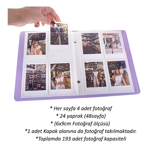 Nobbystar İnstax 193 Fotoğraf Kapasiteli Mor Polakart Pencereli Fotoğraf Albümü - Görsel 3