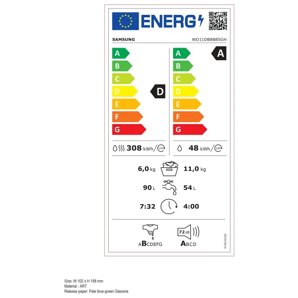 Samsung WD11DB8B85GHAH 1400 Devir 6 kg / 11 kg Kurutmalı Çamaşır Makinesi - Görsel 2