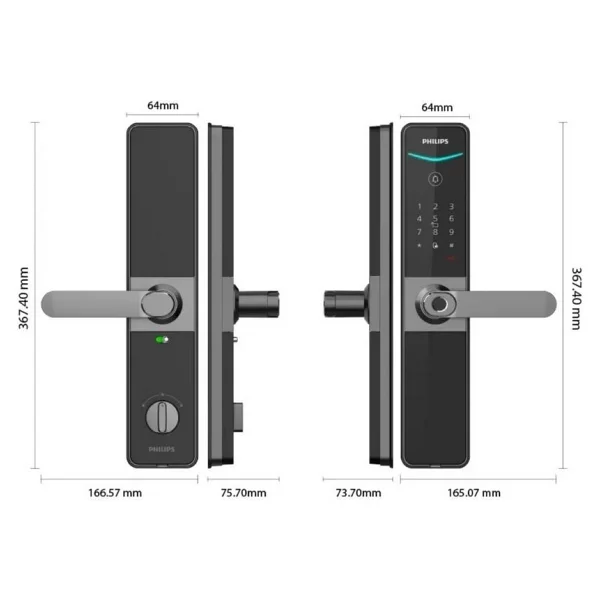 Philips Akıllı Kilit DDL610-5HBS Parmak İzi Şifre RFID Kart Wifi Bağlantılı - Görsel 2