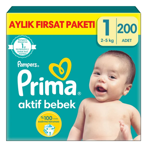 Prima Aktif 1 Numara Yenidoğan 200'lü Bebek Bezi - Görsel 2