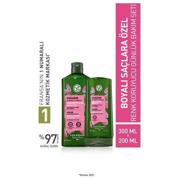 Yves Rocher Boyalı Saçlar Için (COULEUR) Renk Koruyucu Orijinal Boy Şampuan, Saç Kremi Seti - Görsel 3