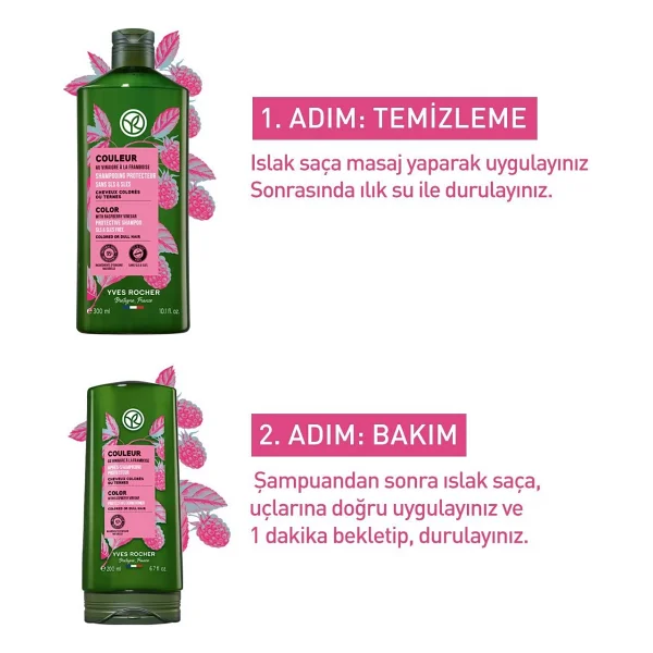 Yves Rocher Boyalı Saçlar Için (COULEUR) Renk Koruyucu Orijinal Boy Şampuan, Saç Kremi Seti - Görsel 2