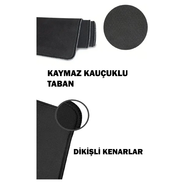 Urzuva Gaming Oyuncu Xl Mouse Pad Kaydırmaz Dikişli Mousepad 80X30 cm - Karışık - Beyaz - Görsel 6