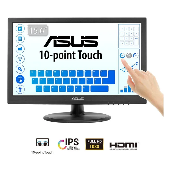 Asus VT169HE 15.6'' 1920x1080 VGA/HDMI Dokunmatik Siyah IPS LED Monitor - Görsel 6