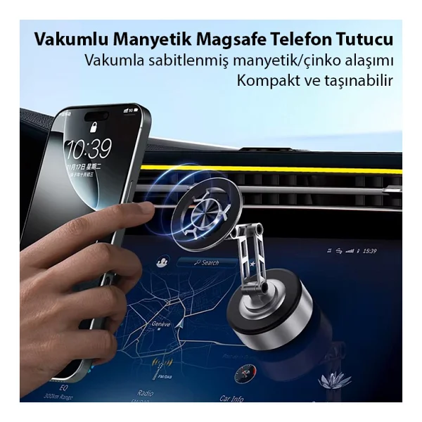 Ally X91 MagSafe Vakumlu Manyetik Araç Telefon Tutucu - Görsel 2